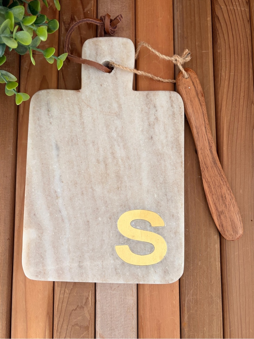 Monogram S Marble Board w/Acacia WoodSpreader, Bed Bath & Beyond Charcuterie - Picture 7 of 7